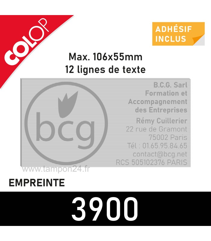 Plaque personnalisée pour Colop 3900 - 106x55mm - Jusqu'à 10 lignes de texte
