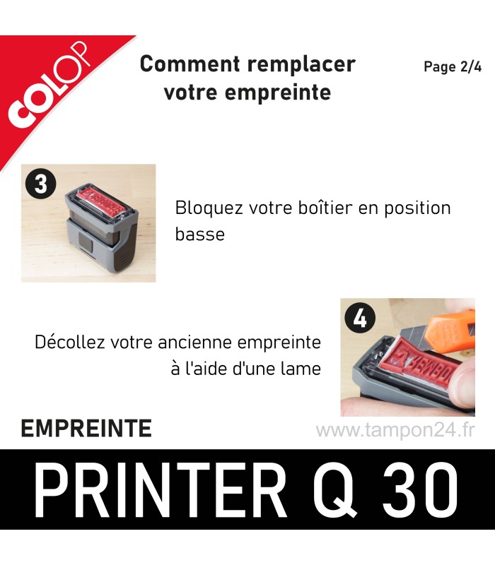 Décoller la plaque de texte pour Colop Printer Q 30