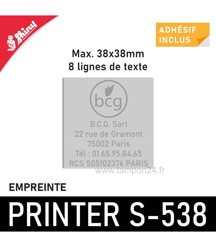 Aperçu d'une personnalisation de la plaque de texte pour Shiny Printer S538