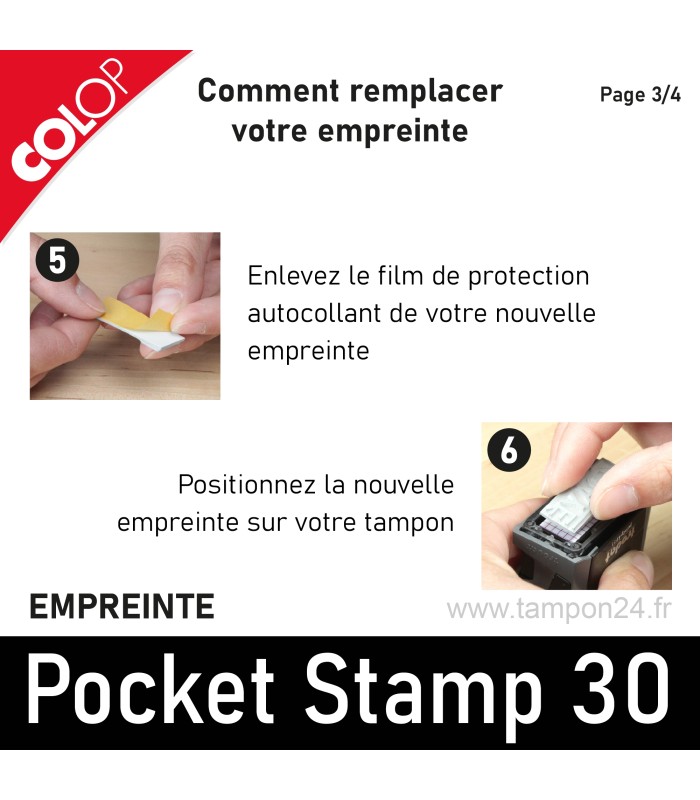 Collez la nouvelle semelle en caoutchouc sur votre Colop Pocket Stamp 30