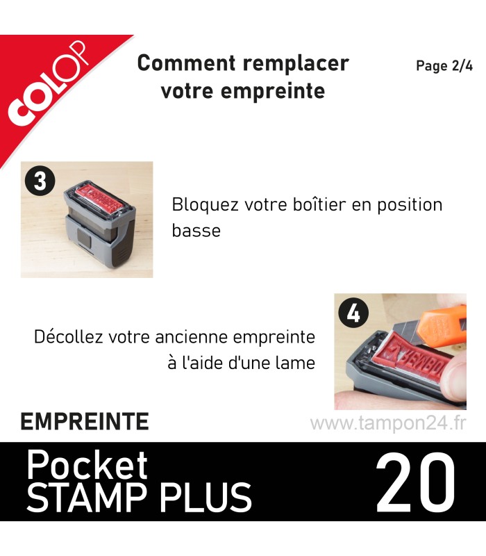 Retirez l'ancienne personnalisation de votre colop pocket stamp plus 20
