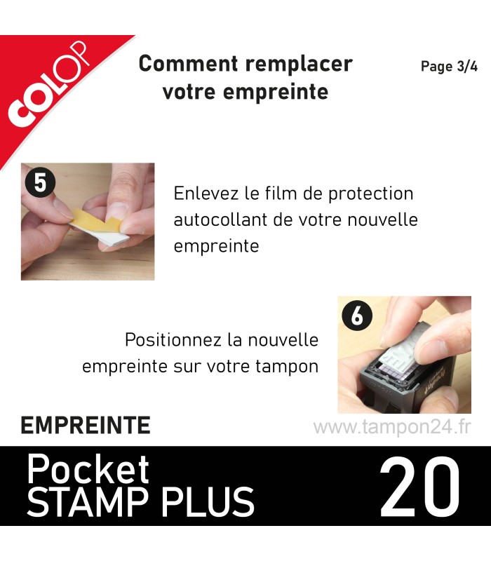 Collez votre nouvelle empreinte pour Colop Pocket Stamp Plus 20