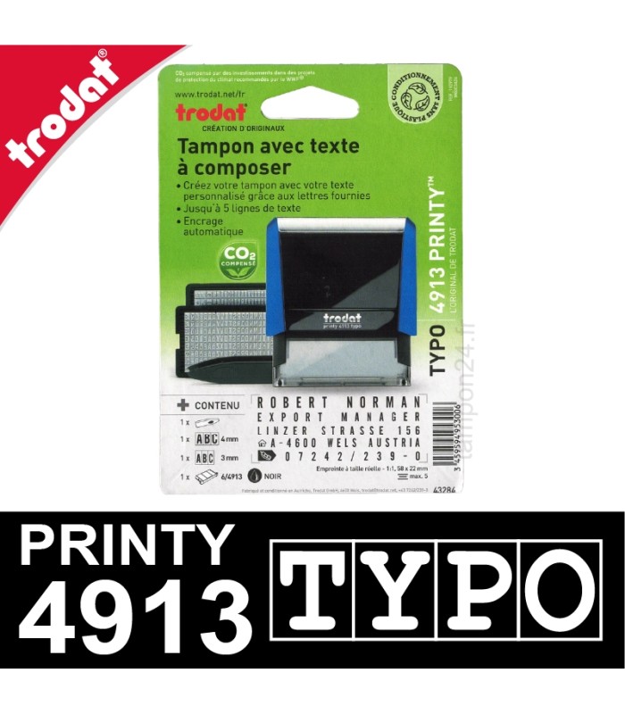 kit tampon à lettres clipsables Trodat Printy 4913 
