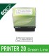 Vue du dessus du Colop Printer 20 Green Line et impression sur papier blanc