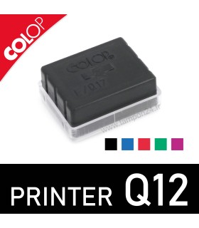Référence E/Q12 inscrite à l'arrière de la cartouche d'encre pour Colop Printer Q 12