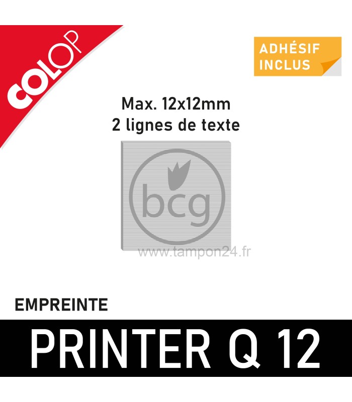 Exemple de personnalisation de plaque de remplacement pour COLOP Printer Q12
