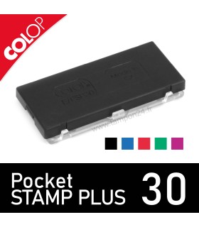 Encrier compatible avec le Colop Pocket Stamp Plus 30, référence E/PSP30 inscrite à l'arrière de la cassette