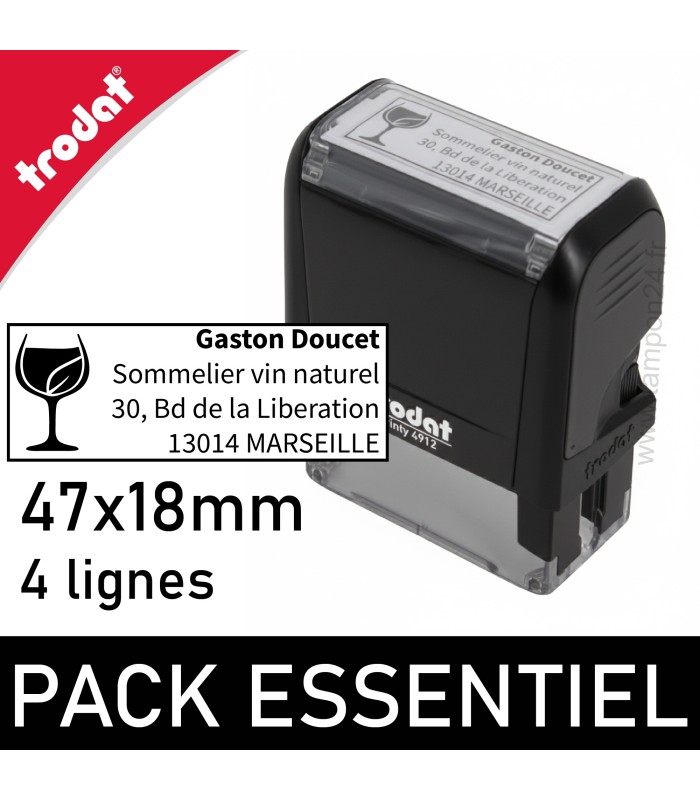 Pack Essentiel - Tampon bureau + poche - 4 lignes