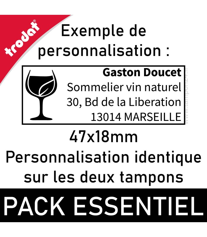 Pack Essentiel - Tampon bureau + poche - 4 lignes