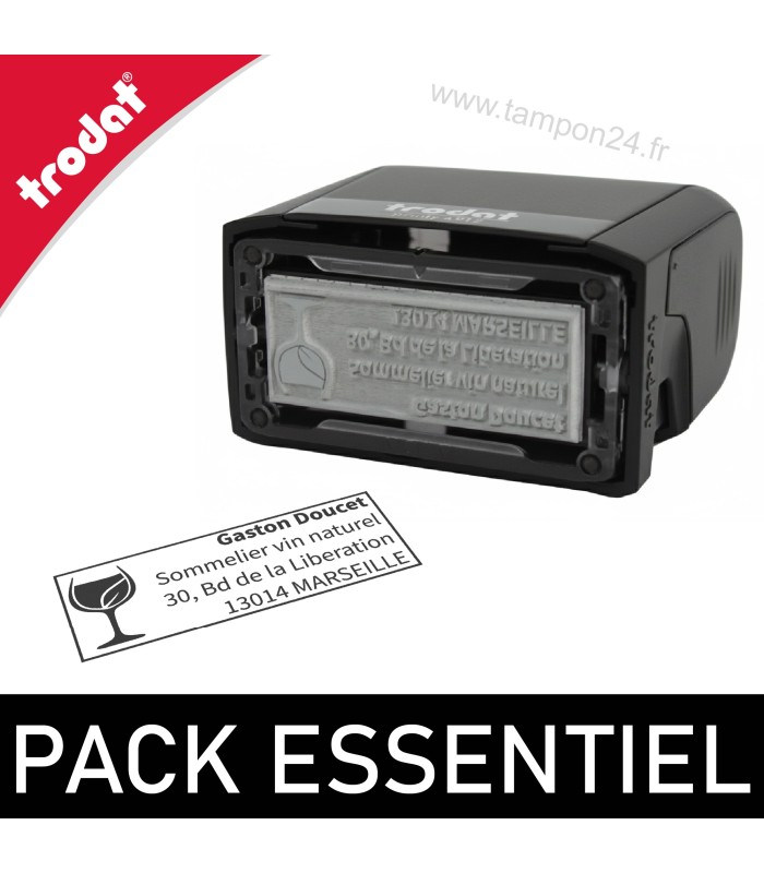 Pack Essentiel - Tampon bureau + poche - 4 lignes