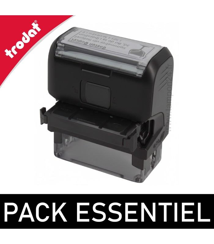 Pack Essentiel - Tampon bureau + poche - 4 lignes
