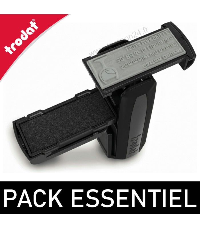 Pack Essentiel - Tampon bureau + poche - 4 lignes