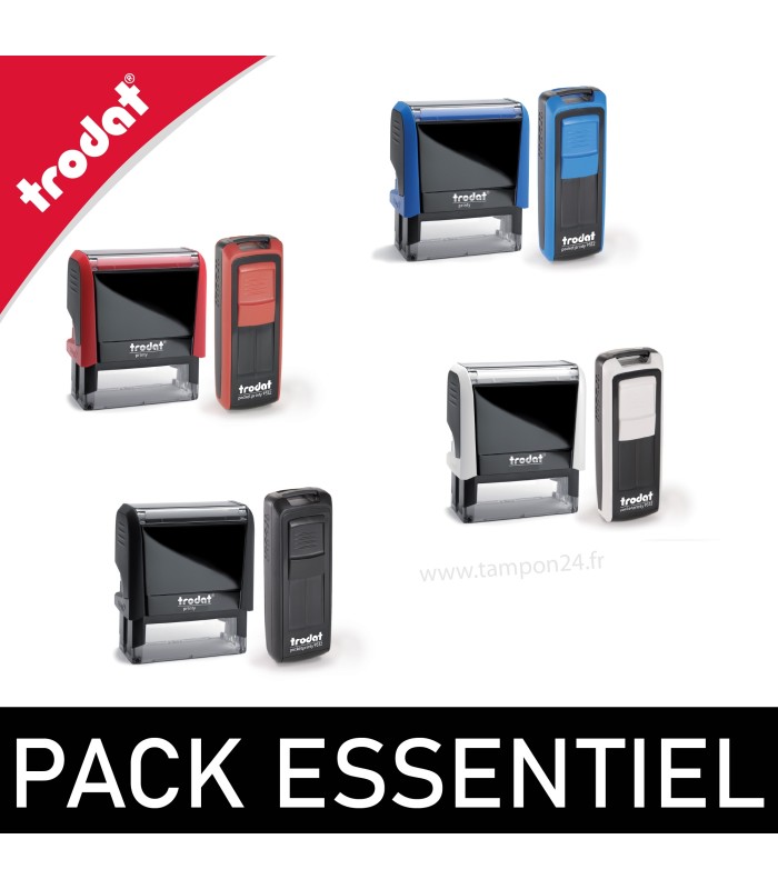 Pack Essentiel - Tampon bureau + poche - 4 lignes