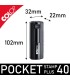 4.	Dimensions compactes du boîtier fermé Colop Pocket Stamp Plus 40 : 102x32x22mm