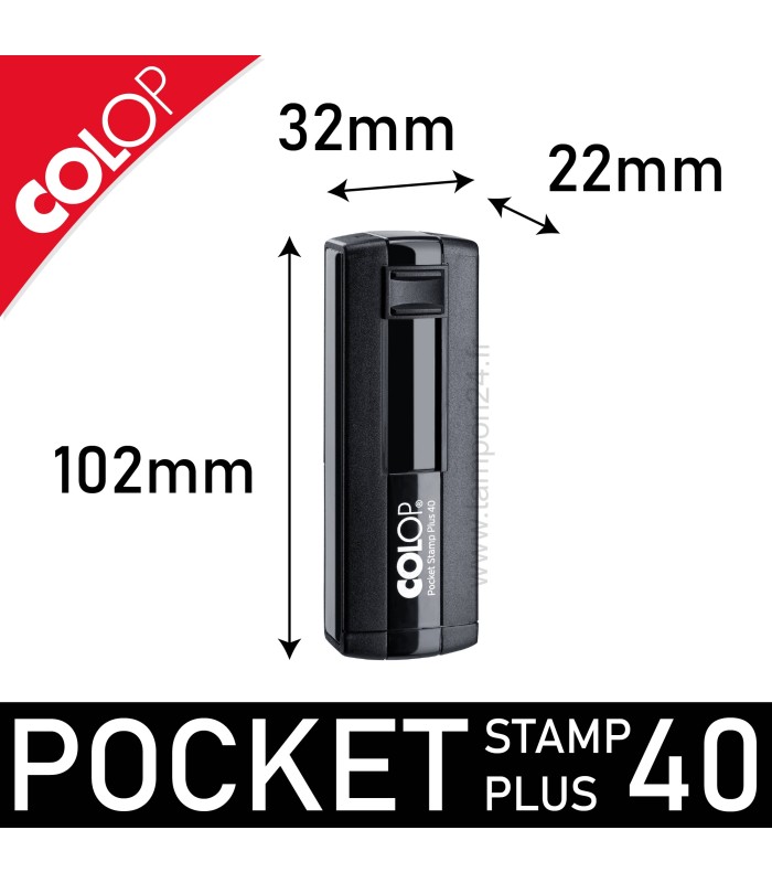 4.	Dimensions compactes du boîtier fermé Colop Pocket Stamp Plus 40 : 102x32x22mm