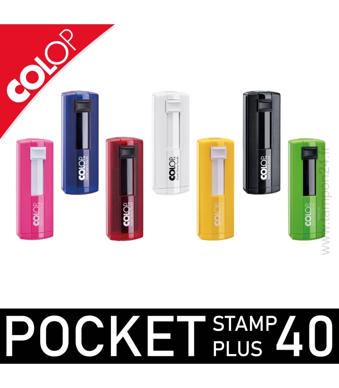 5.	Gamme des 7 couleurs de boîtiers disponibles pour le tampon de voyage Colop Pocket