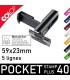 1. Tampon de poche Colop Pocket Stamp Plus 40 ouvert avec plaque texte 59x23mm